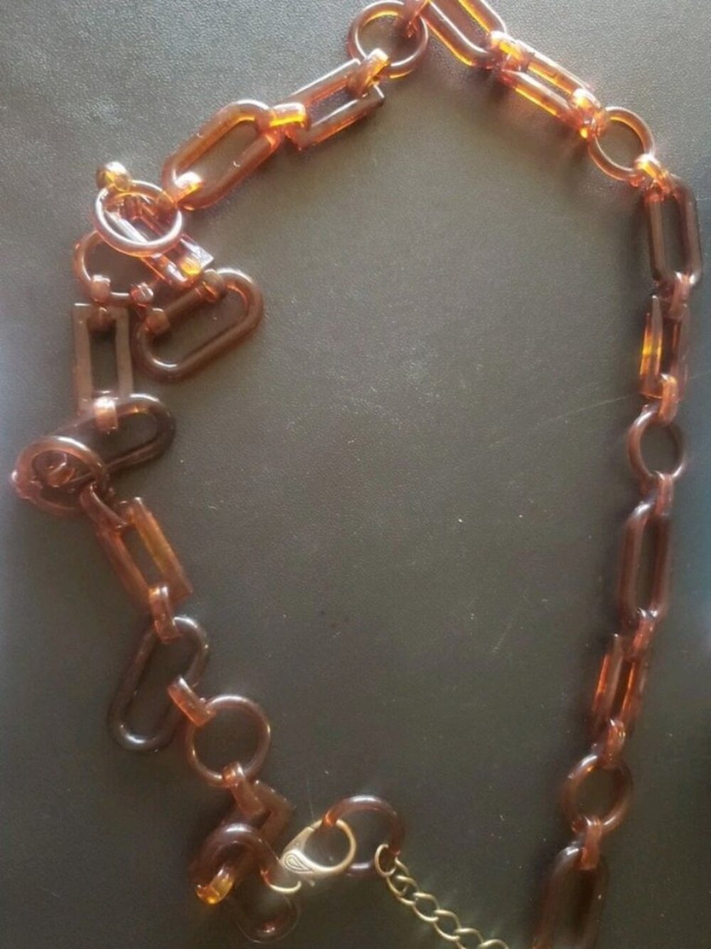Brown Lucite Chain Link Necklace Mod